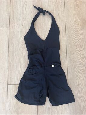 NWOT Brazilian Bralu scrunch bottom black halter romper jumpsuit ecofriendly